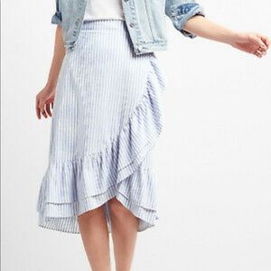 High waisted linen midi skirt